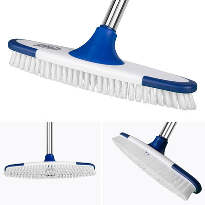 Floor Scrub Brush with Long Handle - 53" Deck & Grout Cleaner Brush Set for Tile, Marble, Stone, Bathroom, Patio, Garage, Deck & Floor Cleaning