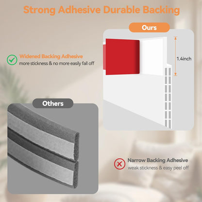 Ohuhu Door Draft Stopper, 1" Wide Adhesive Weather Stripping Seal, 39" | self-adhesive silicone, for interior exterior doors, 3-layer soundproof, save energy, blocks drafts, noise, light, dust, bugs