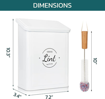 Minimis Customizable Mini Laundry Room Storage Bin - Small Magnetic Storage Holder Basket with Lid for Organizing Lint, Socks, Trash or Pods - Garbage Box Can be Mounted on a Wall/Dryer or Countertop