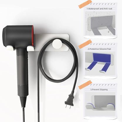 Hair Dryer Holder Wall Mounted, Stainless Steel Self Adhesive Blow Dryer Holder Rack for Dyson Supersonic Hair Dryer,Black