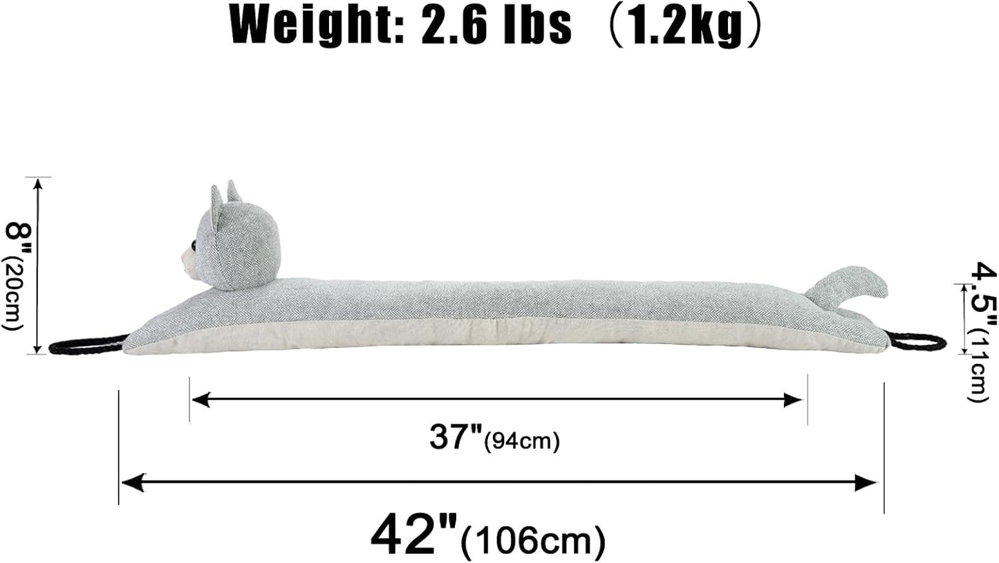 Under Door Draft Stopper Decorative Wind Stopper 36 inch for Door & Window, Weighted Animal Air Draft Stopper for Bottom of Door with Hanging Loops - Brown Dog