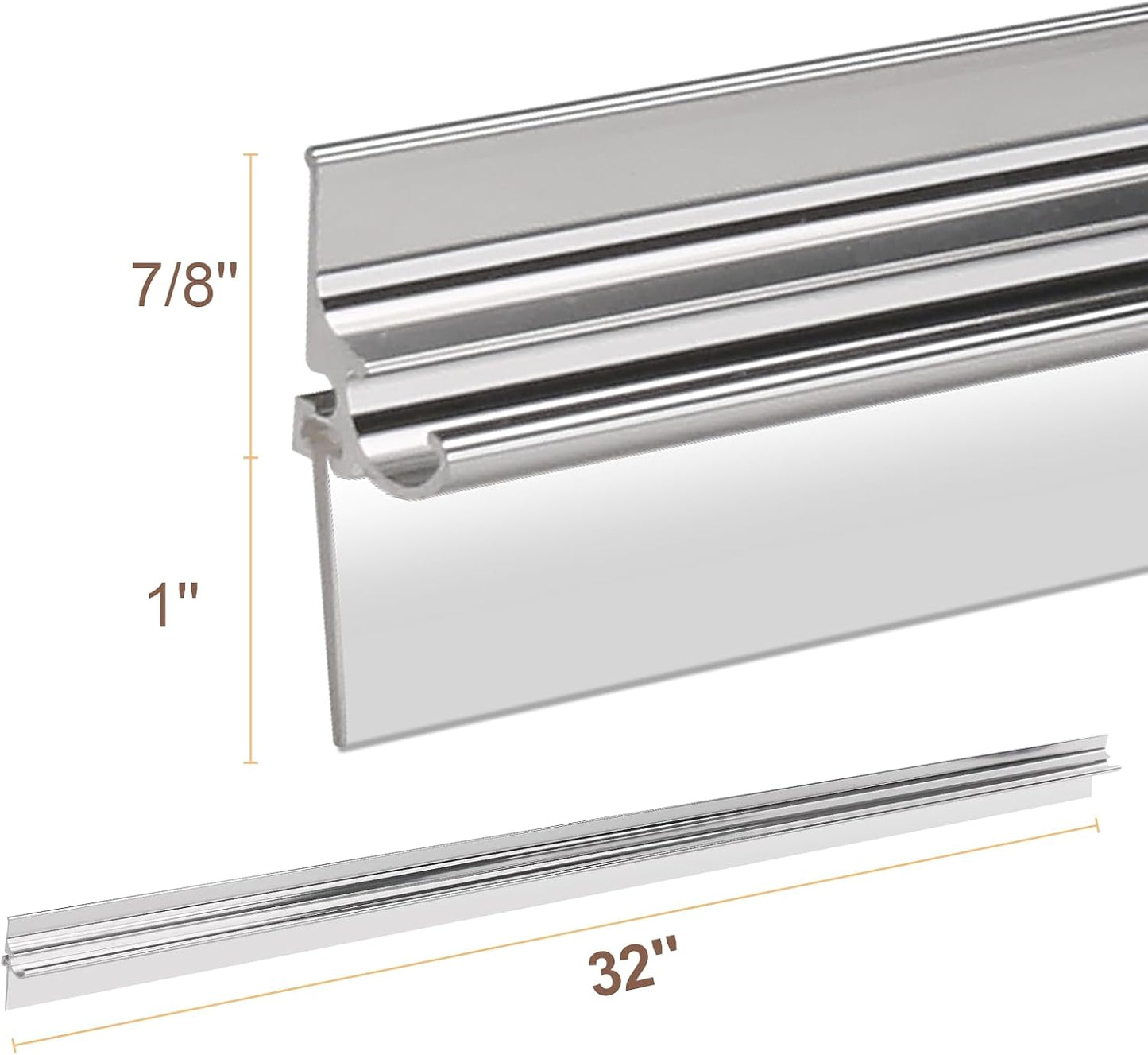 32” Shower Door Drip Rail with Sweep for Chrome Framed Shower Door Bottom | Compatible with Sliding Glass Shower Doors bottom Replacement Parts