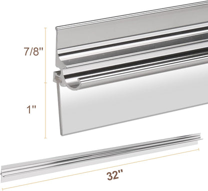32” Shower Door Drip Rail with Sweep for Chrome Framed Shower Door Bottom | Compatible with Sliding Glass Shower Doors bottom Replacement Parts