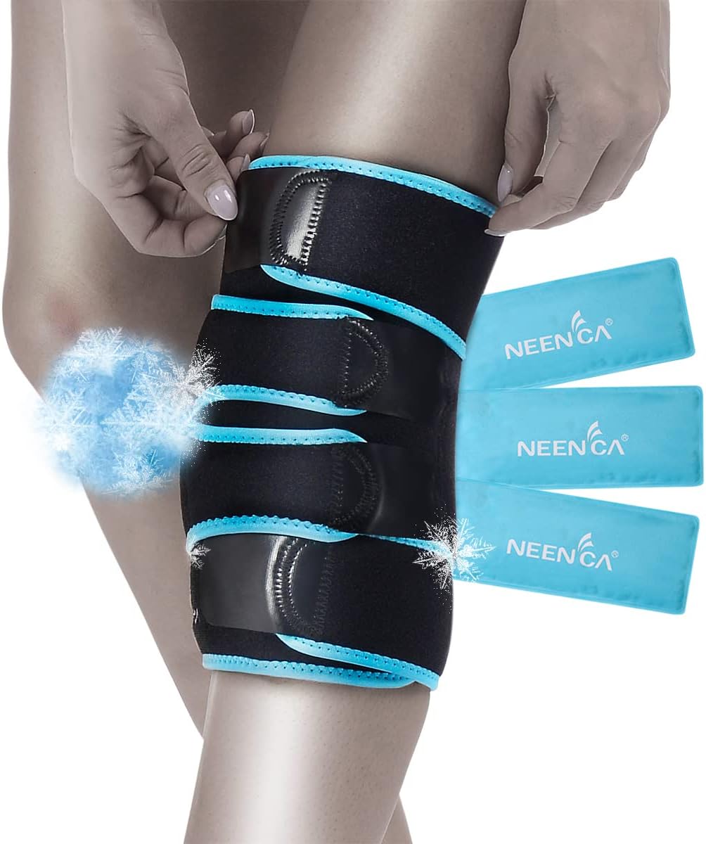 NEENCA Knee Brace with Ice Pack Wrap, Medical Knee Wrap with 3 Reusable Gel Packs, Hot & Cold Therapy for Meniscus Tear, Joint Pain, Knee Pain Relief, Knee Surgery, Sprain & Swelling