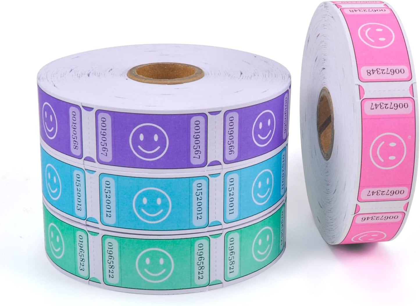 L LIKED Smile Raffle Tickets Roll 1"x2" for Events 1000 Pink | Smile Face Design, Perforated with Consecutive Numbers, Great for Entry, Class Reward & Fundraiser