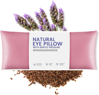 Weighted Eye Pillow for Yoga, Moist Heat Mask for Dry Eyes(Pink) | Silk Sleep Mask, Warm Compress for Sinus, Relaxation Gifts for Women, Washable Cover