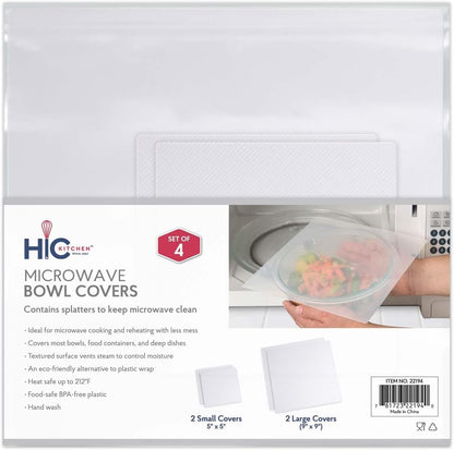 HIC Kitchen Splatter Guards for Microwave, BPA Free, Set of 4
