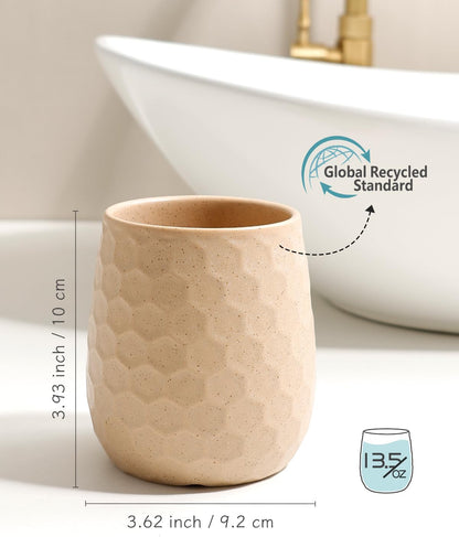 Toothbrush Holder, Tooth Brush Holder for Bathroom - Ceramic Toothbrush Cup White Toothbrush Holders Countertop, Makeup Brush Holder Pen Holder, 3.62" x 3.62" x 3.93", ANTIS'S HOME