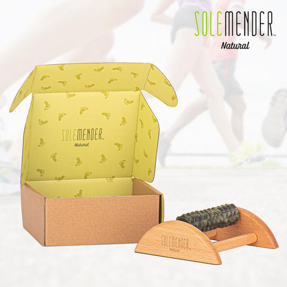 Wooden Foot Roller - Soothe & Massage Sore Feet (Jade Stone) | Boosts Circulation & Relaxes Tired Muscles, Deep-Tissue Massage At Home, Under the Desk Foot Pain Relief
