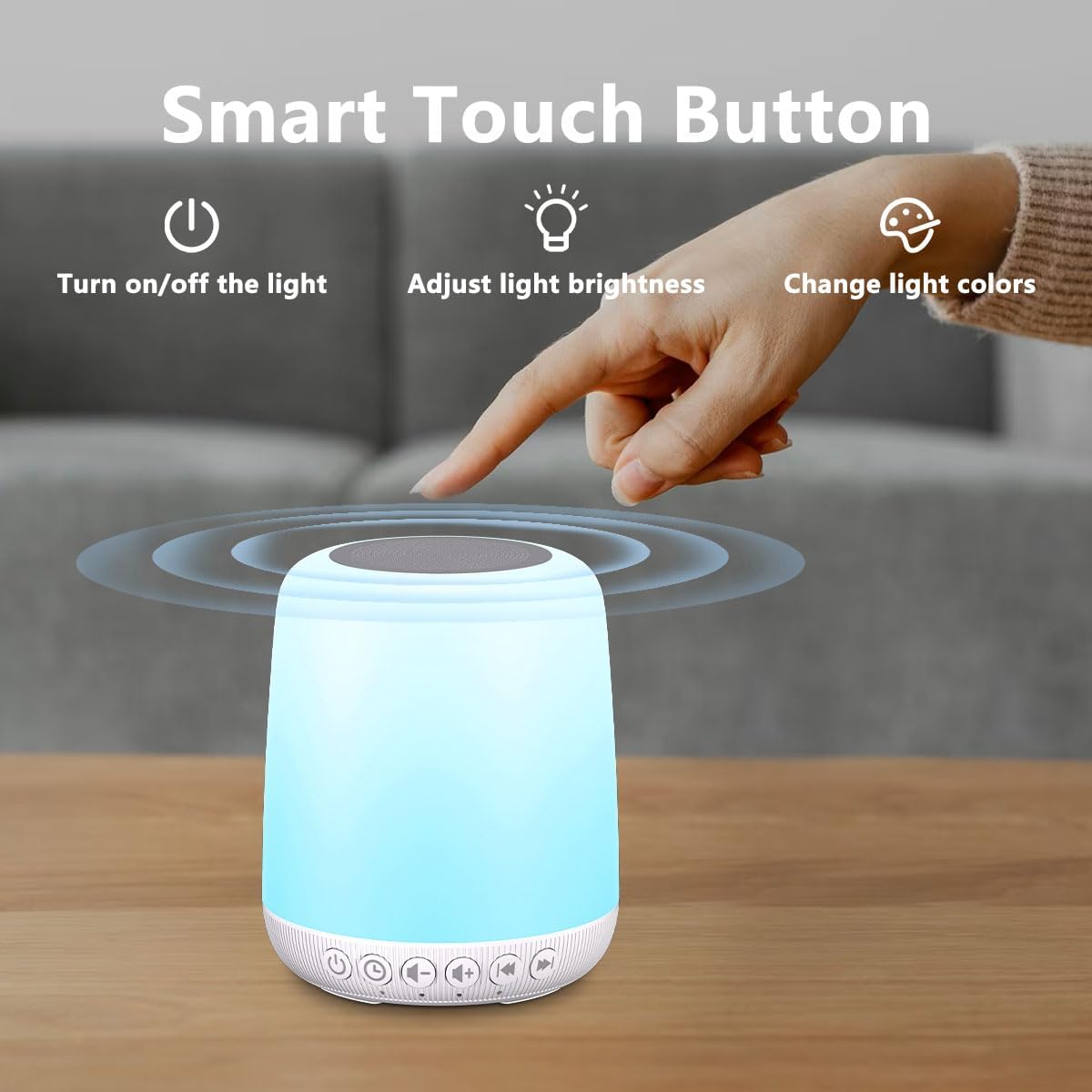 Sound Machine Easysleep White Noise Machine with 25 Soothing Sounds and Night Lights with Memory Function 32 Levels of Volume and 5 Sleep Timer Powered by AC or USB for Sleeping Relaxation (White)