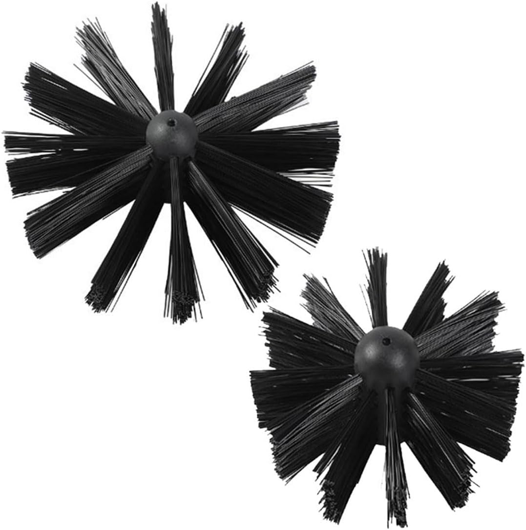 Chimney Washing Brushes Fireplace Cleaning Supplies 5.9in and 3.9in Brush Heads 5/16 Screw Thread Dryer Vent Cleaner Kit Attachment