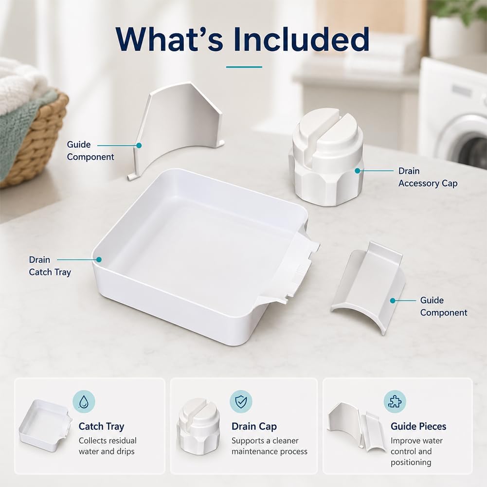 Universal Front-Load Washing Machine Drain Pan，1set | Washing Machine Drainage Tray, Easy Installation for Basements, Apartments, Mobile Homes, Garages, and Rentals