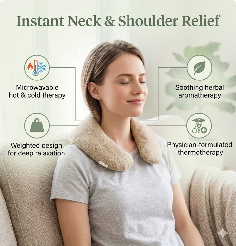 Kozi Weighted Heating Pad for Neck and Shoulders and Back | Microwavable Non Electric Portable Heat Wrap for Pain Relief and Relaxation | Upper Body Heated Comfort Pad,Amethyst