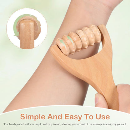 SHINEOFI 2 pcs Wooden Massage Roller Stick Handheld Foot Roller Massager for Acupoint Massage Compact Wood Therapy Tool for Shoulder Neck Legs Arms Back Travel Use