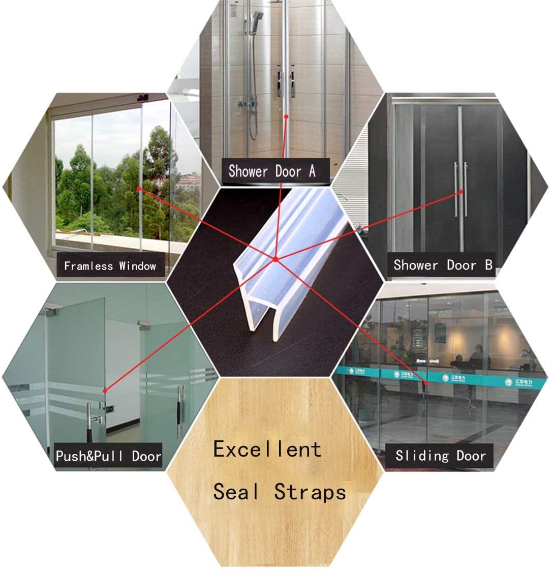 Shower Glass Door Seal Strip, 120 Inch Silicone Soft Shower Door Sweep to Stop Leaks, Frameless Seal Strip