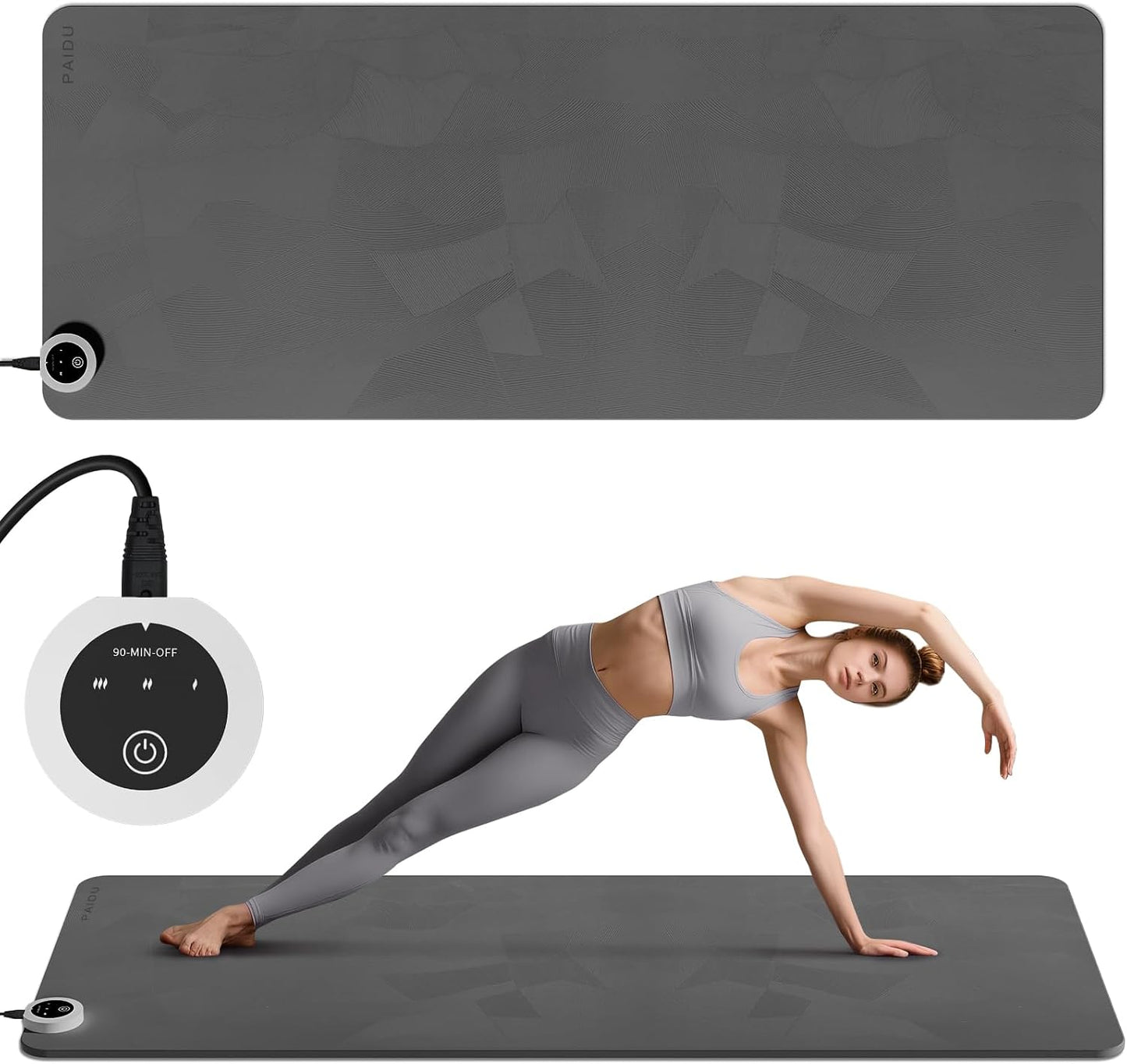 PAIDU Heating mat, Extra Large Anti Slip Electric Heating Yoga mat | Adjustable Temperature Heated Floor mat,Foot Warmer,Winter 120V Heated Rug Suitable for Yoga, Pilates,Exercise