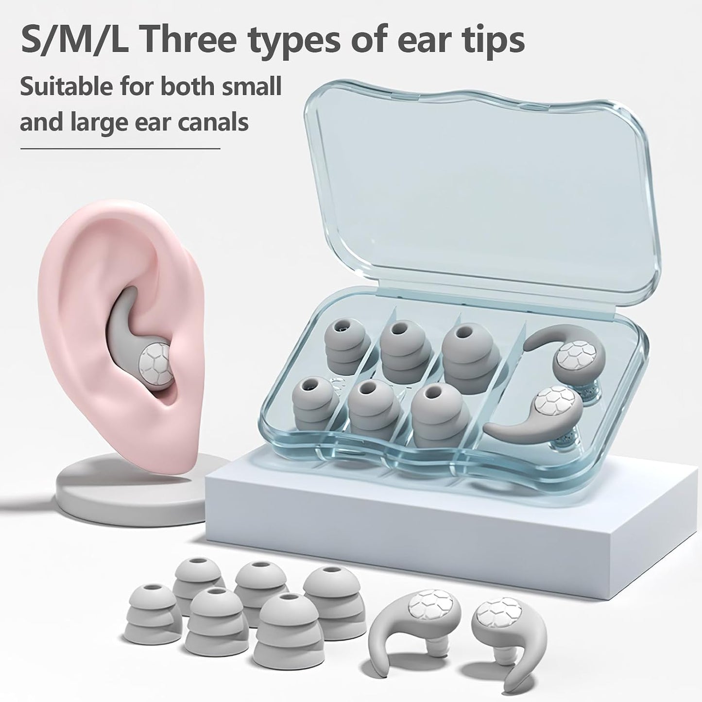 Noise Cancelling Ear plugs for Sleeping - Black Comfortable Reusable Silicone Earplugs for Sleep 24dB Noise Reduction Snoring and Studying Travel Concerts Hearing Protection with 3Tips and Storage Box