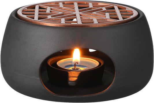 1 Set Ceramic Teapot Warmer Heating Base, Japanese Style 4.72x2.36 Inch Non-Slip Mat, Home Office Tea Coffee Milk Candle Holder Desktop Decor