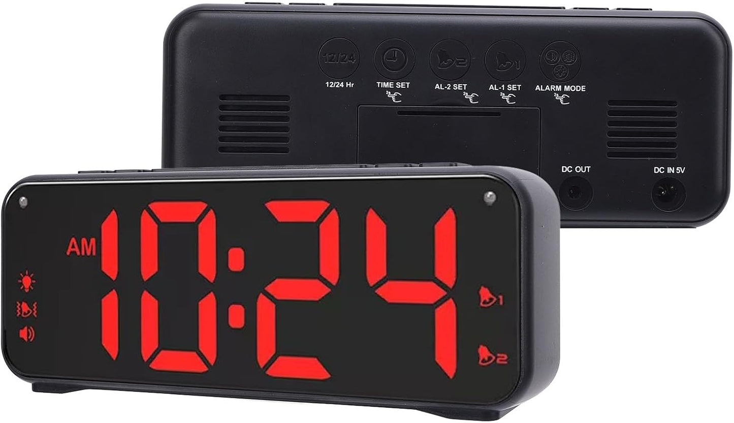 Extra Loud Dual Alarm Clock with Bed Shaker Large LED Display Vibrating Alarm Clock for Heavy Sleepers ABS Material