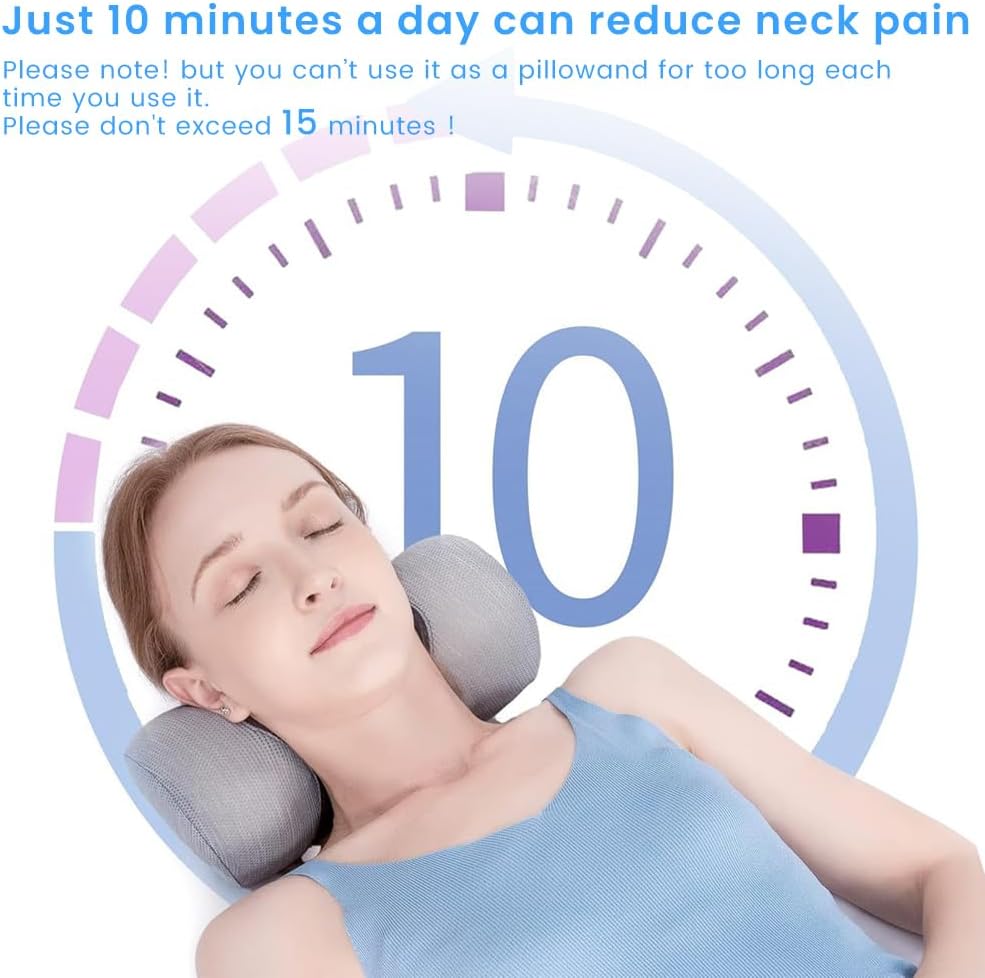 Cervical Neck Roll Traction Pillow ,Neck Shoulder Muscle Relaxer ,Cervical Spine Alignment & Tension Relief & No More Neck Pain &Breathable Pillowcase, Memory Foam, for Bed, Legs, Back and Yoga ﻿