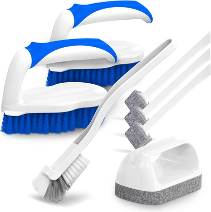 Holikme 7 Pack Cleaning Brush Scrub Brush Kitchen Brush for Floor,Green | Deep Cleaning Brush Set, Scrub Pads with Scraper Tip for Pool Walls, Bathroom, Grout, Floor, Bike, Tub, Shower