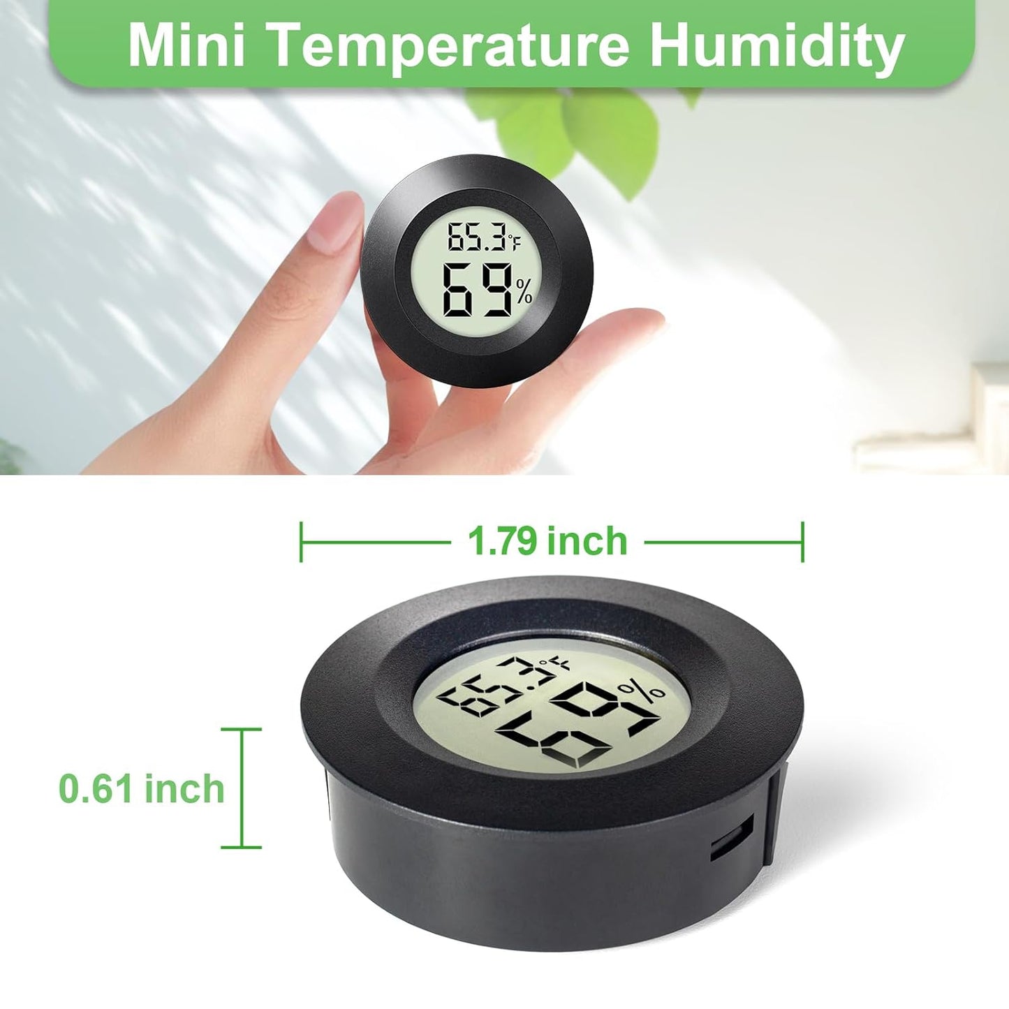 2-Pack Mini Hygrometer Indoor Humidity Meter Digital Thermometer | Small Digital LCD Monitor Thermometer Temperature Gauge Humidity Sensor (℉) or (℃) for Reptile Thermostat, Jars