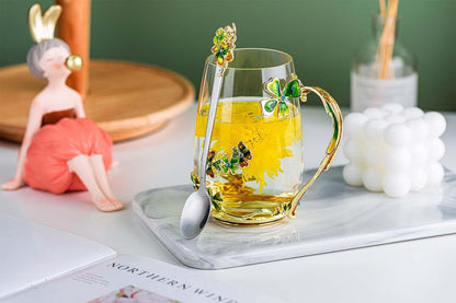 Luka Tech 35OZ Enamel Glass Flower Teapot Gifts For Women