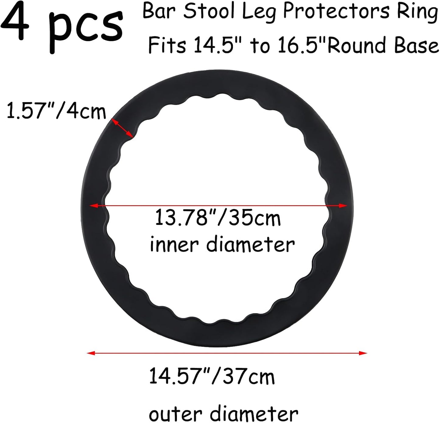 Semetall 1.5 Inch Rubber Caster Cups 8 Pack Black | Non Slip Furniture Coasters Floor Protectors for Bed Couch Table Chair