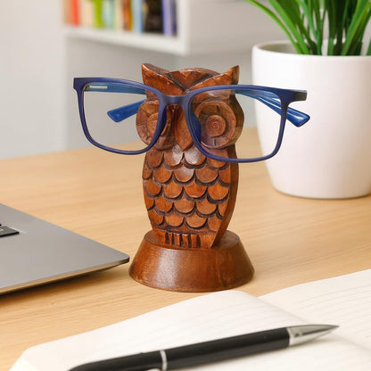 Birthday Gifts for Women Wooden Owl Glasses Holder Night Stand Reading Eyeglass Spectacle Retainer Gifts for Adults Women Men Him Her Mom Dad Car