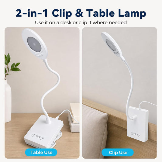 Shabbos Lamp, 2-in-1 Desk & Clip-On LED Shabbat Lamp, Adjustable Cover, 360° Flexible Gooseneck, 3 Color Modes & Adjustable Brightness, USB Plug-in Table Lamp for Bedside, Desk, Living Room, Study