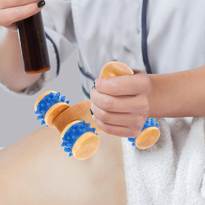 Holibanna 3pcs Wooden Massage Roller Moon Car for Relaxing Massage and Relieving Muscle Fatigue, Handheld Back Massager Stick Suitable for Yoga After Exercise
