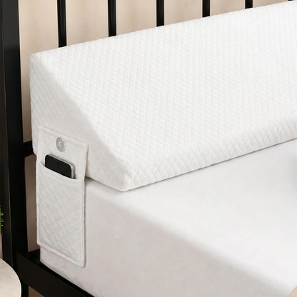 Twin Bed Wedge Pillow for Headboard Gap/Bed Gap Filler Black | Long Triangle Corner Pillows with Pockets,Dense Foam,Pillow Prevents Stuff Drops, Between Twin Mattress and Frames Home Decor