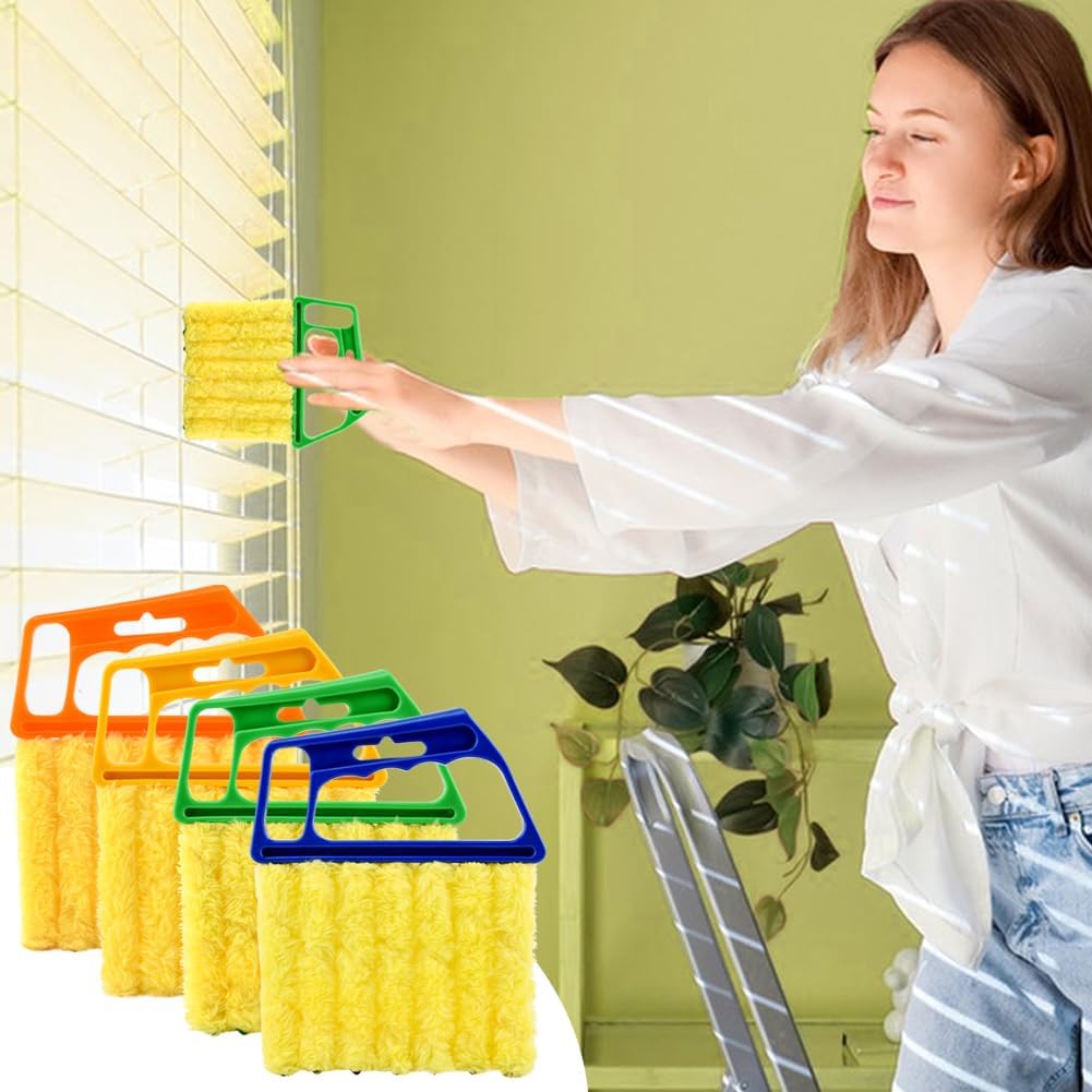 Blind Cleaner Duster Tool Set,4Pcs 7-Finger Microfiber Blind Duster | With 4Pcs 3-Finger Brushes Air Vent Cleaner,Cleaning Tools for Window Shutters & Air Vent,Detachable and Washable ﻿