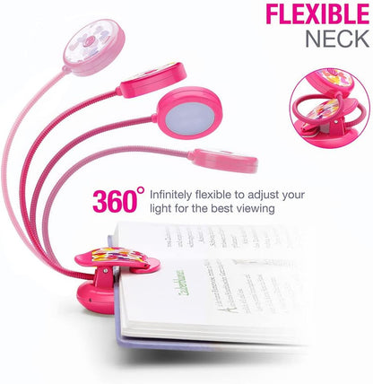 Vekkia Cute Rechargeable Book Light Eye-Care Clip on Lights (Rose Red)