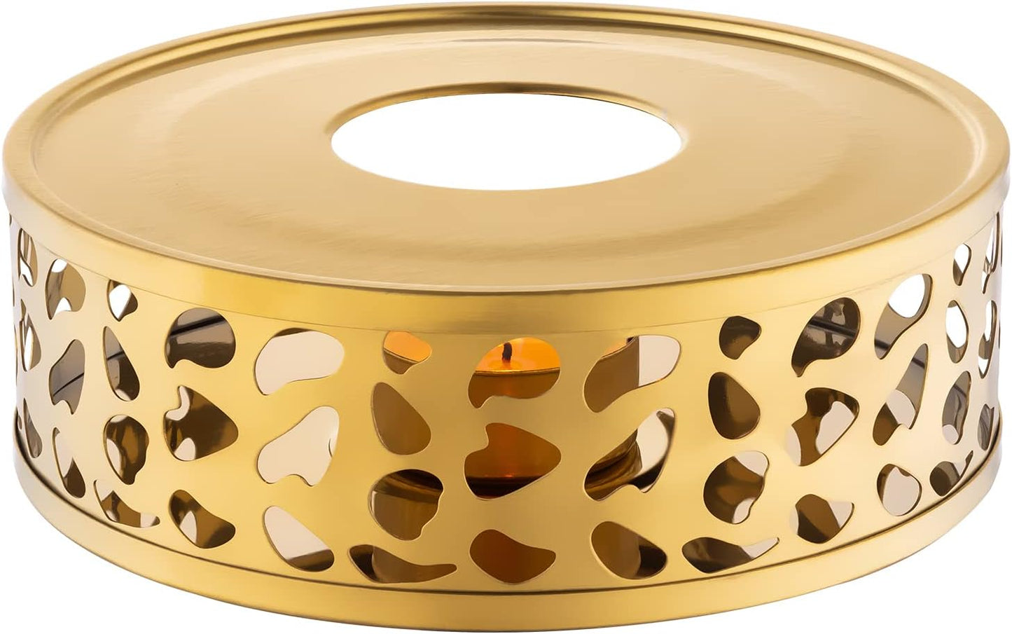 Teapot Warmer, Brushed Stainless Steel Tea Warmer with Tealight Holder, Gold