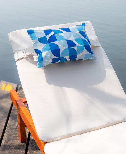 Outdoor Neck Pillow for Recliner,Patio Chaise Lounge Waterproof Headrest Pillow with Adjustable Elastic Stripe,Small Pillows Attachment for Office Chair,Car Seat Head or Lumbar, Navy Blue 2Pack