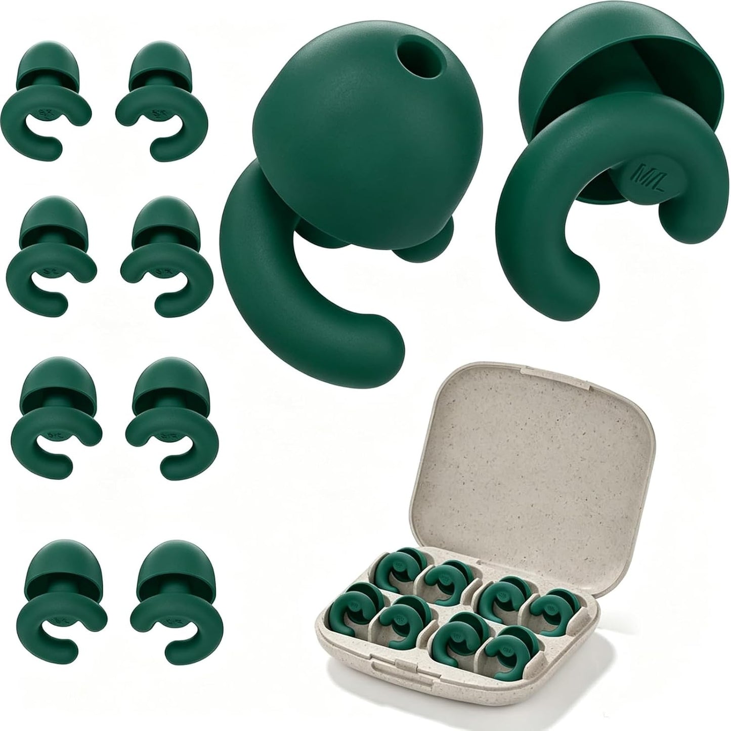 Noise Cancelling Ear Plugs Sleep 50dB NRR Side Sleep Small Ear | ultra soft silicone, reusable one-piece design, 4 sizes included, portable case