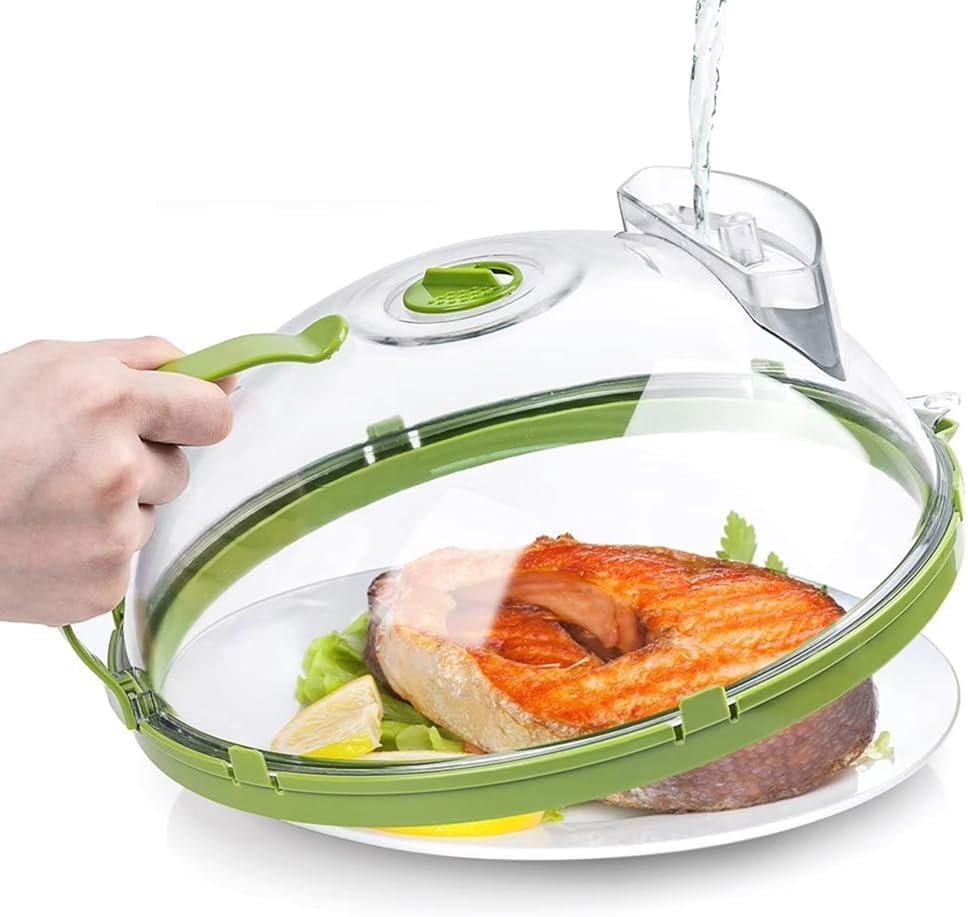 Microwave Splatter Cover with Steam Vent and Handle,10 Inch Clear Plate Cover, Essential Kitchen Gadgets for Food Safety