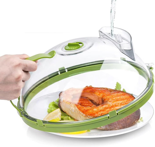 Microwave Splatter Cover with Steam Vent and Handle,10 Inch Clear Plate Cover, Essential Kitchen Gadgets for Food Safety