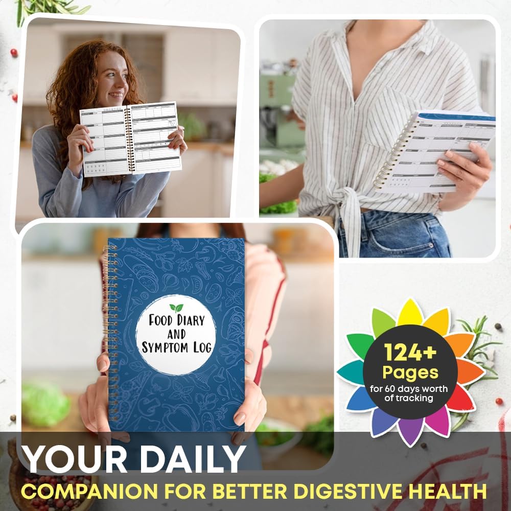 Food Diary and Symptom Log Book, Food Tracker Journal, Symptoms Tracking