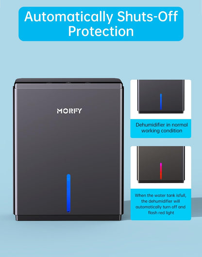 MORFY Dehumidifier, Small Dehumidifier for Bedroom Bathroom RV with Auto Shut Off, Compact Quiet Dehumidifiers for Room Home Closet Laundry Room