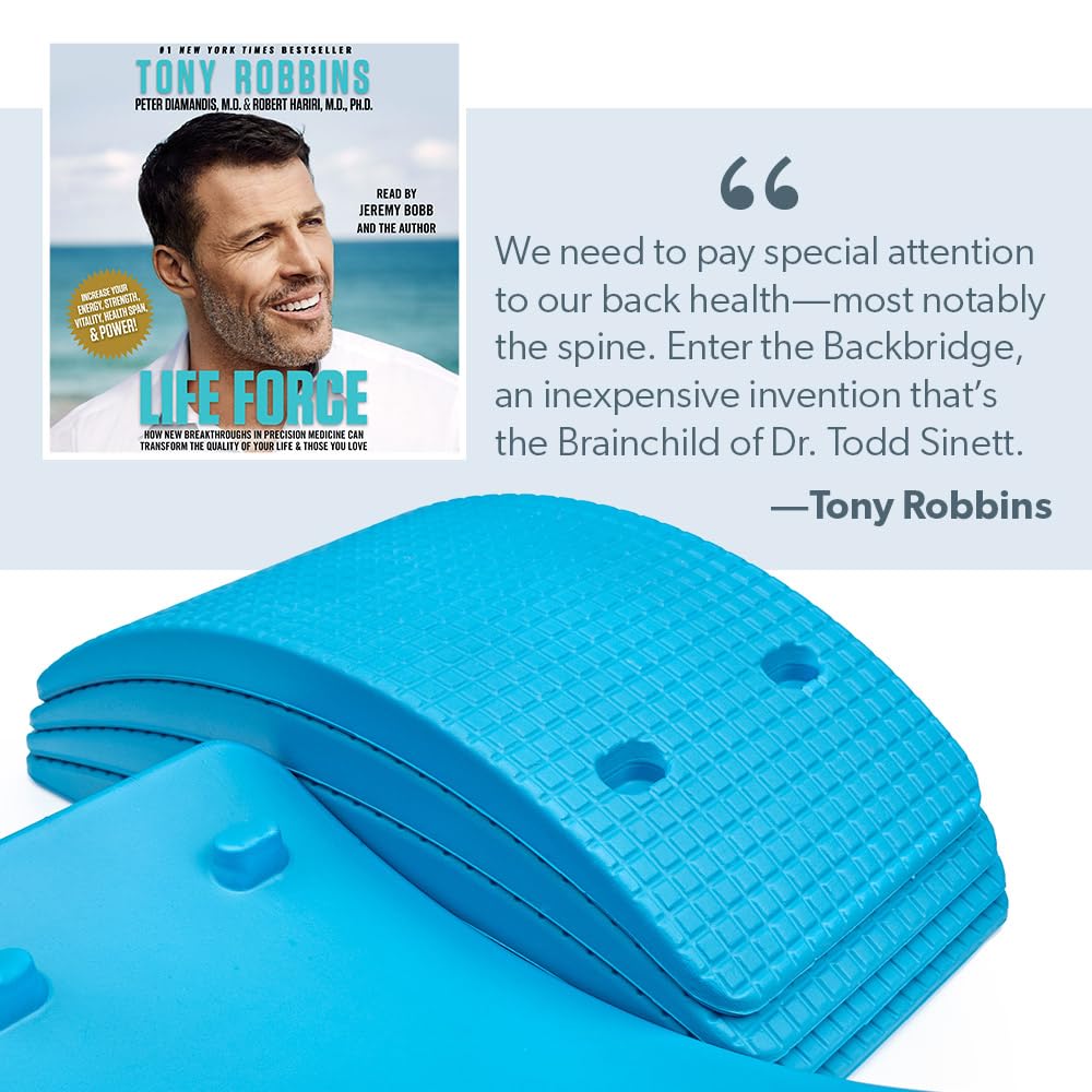 (Blue), Adjustable Lower & Upper Back Stretcher For Lumbar Support Spine Alignment & Back Pain Relief By Renowned Kinesiologist Dr. Sinett