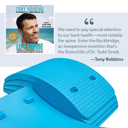 (Blue), Adjustable Lower & Upper Back Stretcher For Lumbar Support Spine Alignment & Back Pain Relief By Renowned Kinesiologist Dr. Sinett