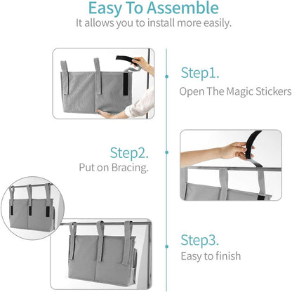Bseash Bunk Bed Organizer, Bedside Caddy Hanging Bed Organizer Storage Bag 8 Pockets, for College Dorm Rooms Bed, Hospital Bed, Baby Bed Rails, 600D Oxford Cloth
