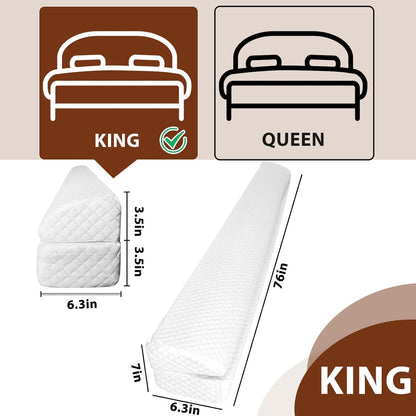 4 Modes Pillow Wedge for Headboard Gap, Foldable Bed Wedge Pillow, Bed Gap Filler King Size Fill The Gap (0-7"), Mattress Gap Filler Long Pillow Between Headboard and Mattress