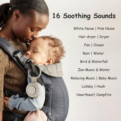 Portable White Noise Sound Machine | 16 Soothing Sounds | Timer | Memory Function | Noise Canceling for Sleep Aid & Office Privacy | Travel | Registry Gift | Sleep Soother for Baby Kids Adults