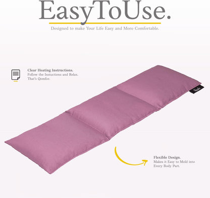 Qomfor - Microwavable Heating Pad - Mauve - 3-Chamber Design Heat Pack - Therapeutic Heat Wrap for Neck, Shoulders & Period Cramps Pain Relief - Reusable Hot/Cold Therapy Bag