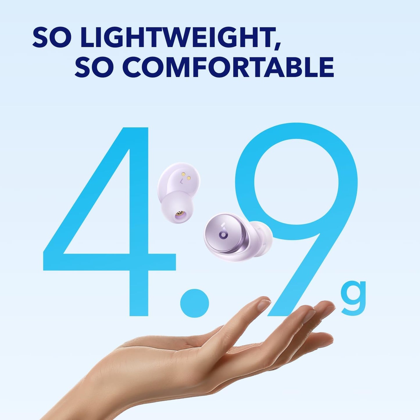 soundcore by Anker Space A40 Auto-Adjustable Active Noise Cancelling Wireless Earbuds, Reduce Noise by Up to 98%, 50H Playtime, Hi-Res Sound, Comfortable Fit, App Customization, Wireless Charge (Blue) | Reduce Noise by Up to 98%, Ultra Long 50H Playtime,