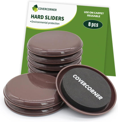 Furniture Sliders for Carpet 8 PCS - 3 1/2" Beige | Furniture Moving Sliders, Chair Leg Floor Protectors, Carpet Sliders for Furniture - Move Your Furniture Easily & Safely