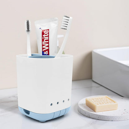 Toothbrush Holder for Bathroom,Plastic Detachable for Easy Cleaning Multi-Functional Storage,3 Slots Anti-Slip Electric Toothbrush and Toothpaste Organizer Caddy for Bathroom Vanity,Countertop (Grey)